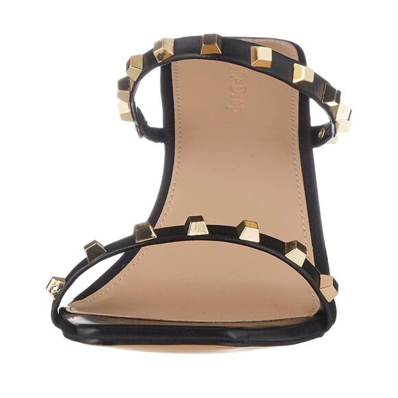 The Drop Women's Avery Black Studded Square Toe Two Strap High Heels - Picture 4 of 4